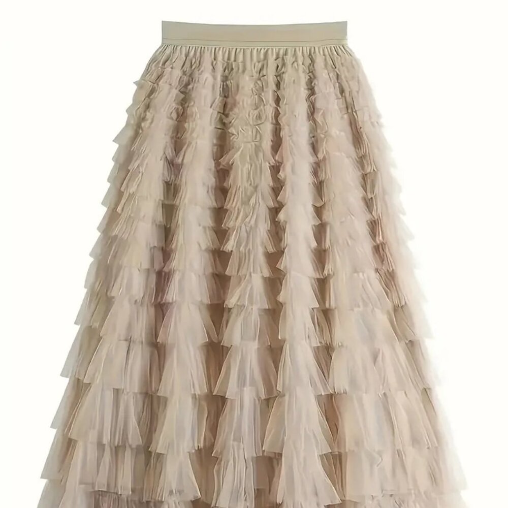 NEW! BOHO Tulle LAYERED MAXI SKIRT SZ L - Picture 3 of 5